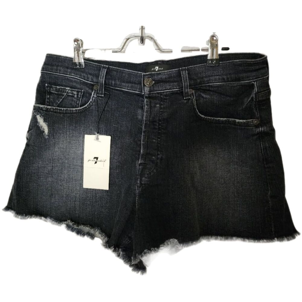 7 For All Mankind Monroe High Rise Cutoff Denim Shorts Washed Black - 31 NWT